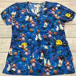 Women’s nurses scrub top size S Halloween print